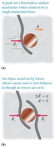 Puck with net force and puck in equilibrium