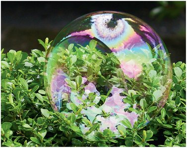 Soap bubble showing thin-film interference colors
