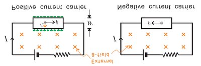 Separation of charges in a conductor due to Hall effect
