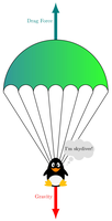 Parachute showing drag and gravity