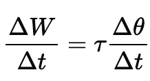Equation relating work, torque, angular displacement, and power