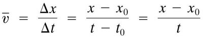 Formula for average velocity