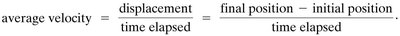Formula for average velocity