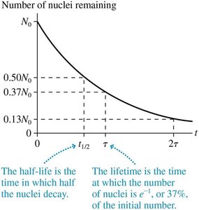 Exponential decay and half-life