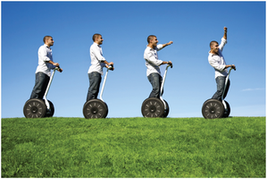 Motion diagram of a person on a Segway at different positions