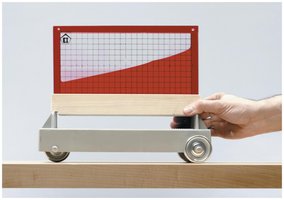 Cart with slanted liquid surface due to acceleration