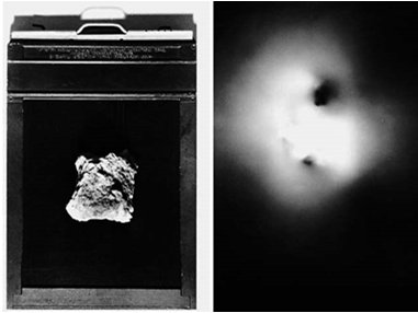 Photographic film exposed to uranium ore