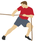 Person pulling a rope, illustrating tension