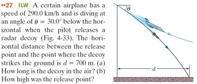 Airplane dropping a decoy, projectile motion problem