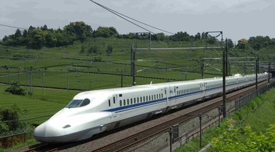 High-speed train representing straight-line motion