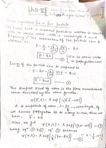 Handwritten notes on Schrödinger equation for a free particle