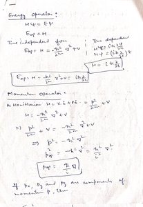 Energy, momentum, and velocity operators