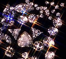 Diamonds showing brilliance due to total internal reflection