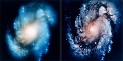 Comparison of sharp and blurred images due to spherical aberration