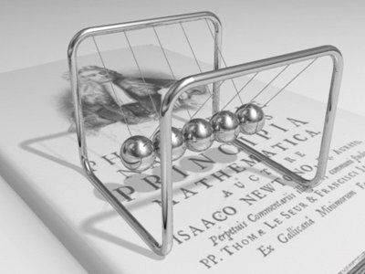 Newton's cradle on a book