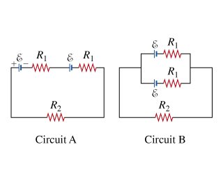 Circuits with batteries in series and parallel