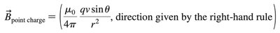 Right-hand rule for the magnetic field due to a moving charge