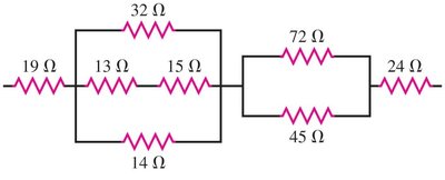 Resistor network with series and parallel combinations