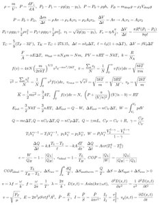 Equation sheet with thermodynamics and wave equations