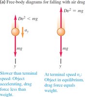 Free-body diagrams for falling with air drag