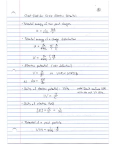 Electric potential equations and definitions