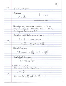 Capacitance equations and parallel plate capacitor diagram