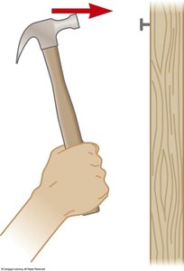 Hammer driving a nail, illustrating kinetic energy doing work