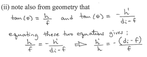 Handwritten derivation of the thin lens equation (continued)