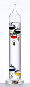 Galileo thermometer with floating bulbs