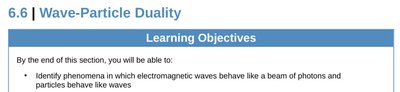 Wave-Particle Duality Learning Objectives
