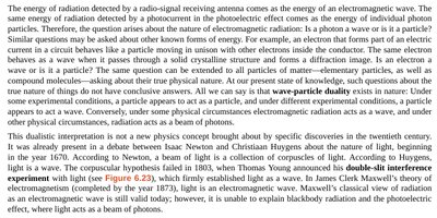 Wave-particle duality explanation