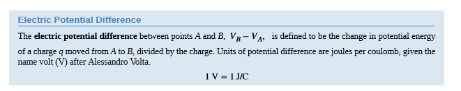 Electric potential difference definition