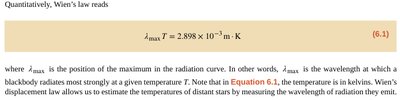 Wien's Law equation and explanation