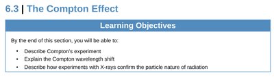 Compton Effect Learning Objectives