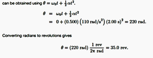 Worked example: angular displacement and conversion to revolutions