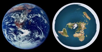 Comparison of round Earth and flat Earth models
