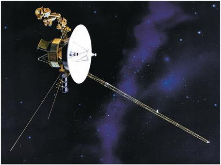 Voyager probe moving in space with no friction