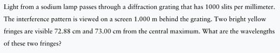 Diffraction grating and separation of wavelengths