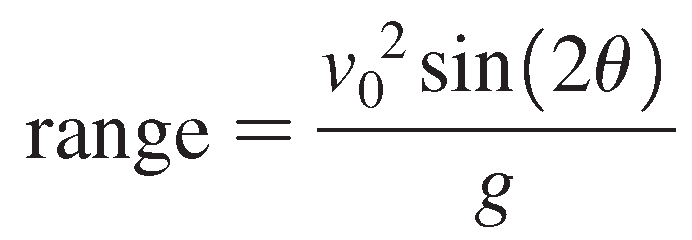 Range formula for projectile motion