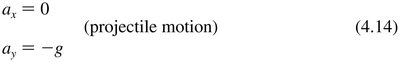 Projectile motion acceleration components