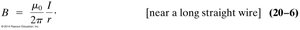 Equation for magnetic field near a long straight wire