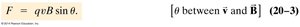 Equation for force on a moving charge in a magnetic field