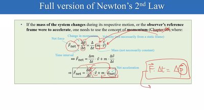 Full version of Newton's 2nd Law with momentum