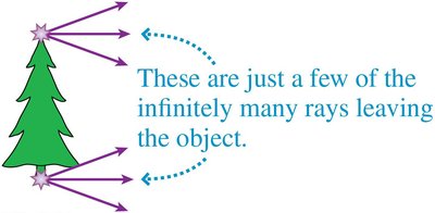 Diagram showing a few rays leaving an object