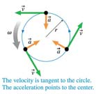 Velocity and acceleration vectors in uniform circular motion