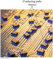 Conducting paths on a circuit board