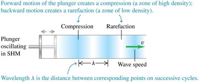 Longitudinal wave with compressions and rarefactions