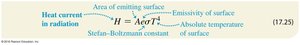 Equation for heat current in radiation (Stefan-Boltzmann law)