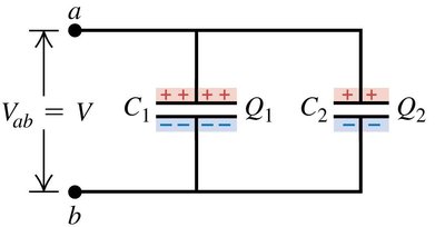 Parallel capacitors circuit
