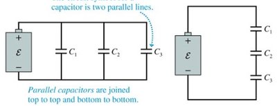Parallel and series capacitor circuits
